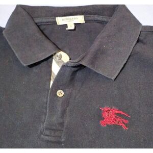 Vtg Burberry London Men's‎ Polo Shirt Black Size Large Nova Check Accent